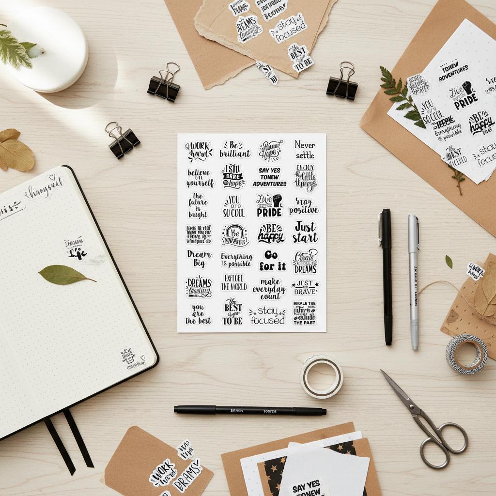 Transparent Inspirational English Sticker Sheet for Journal Decoration Motivational Quotes Scrapbooking Material