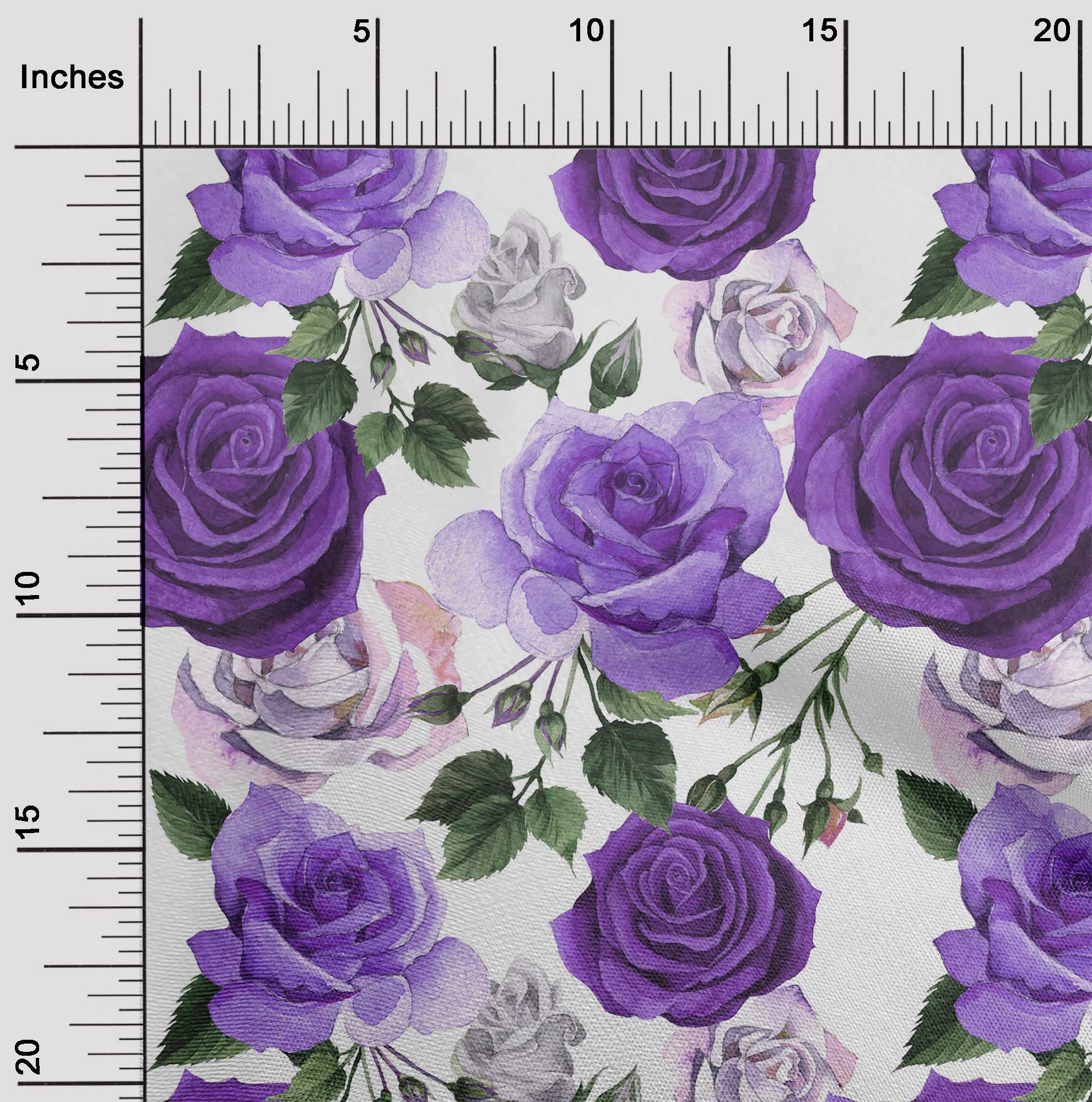 

OneOone Cotton Flex Mint Green Fabric Листя та троянда Квітковий одяг своїми руками Тканина для стьобання Тканина з принтом 40 дюймів 42 Inch Wide - Viscose Chiffon Фіолетовий