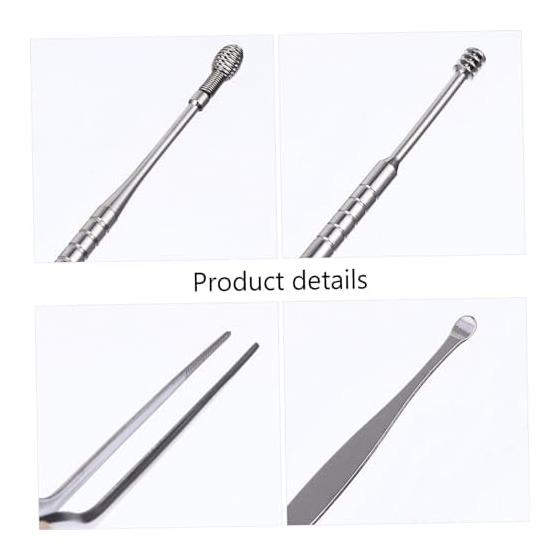 FOMIYES Stainless Steel Ear Wax Removal Tool, Ear Cleaner, Ideal for Ear Cleaning, Practical Ear Cleaning Goods, Silver Material, 2 Sets