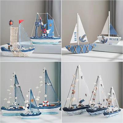 Porzellan Segelschiff Modell im mediterranen Stil - Kreative Holz Heimdeko Ornamente