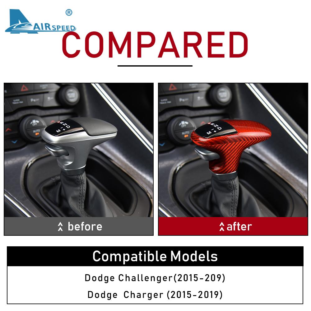Real Hard Carbon Fiber for Dodge Challenger Charger 2015 2016 2017 2018 2019 2020 2025 2025 2025 Car Gear Shift Knob Cover