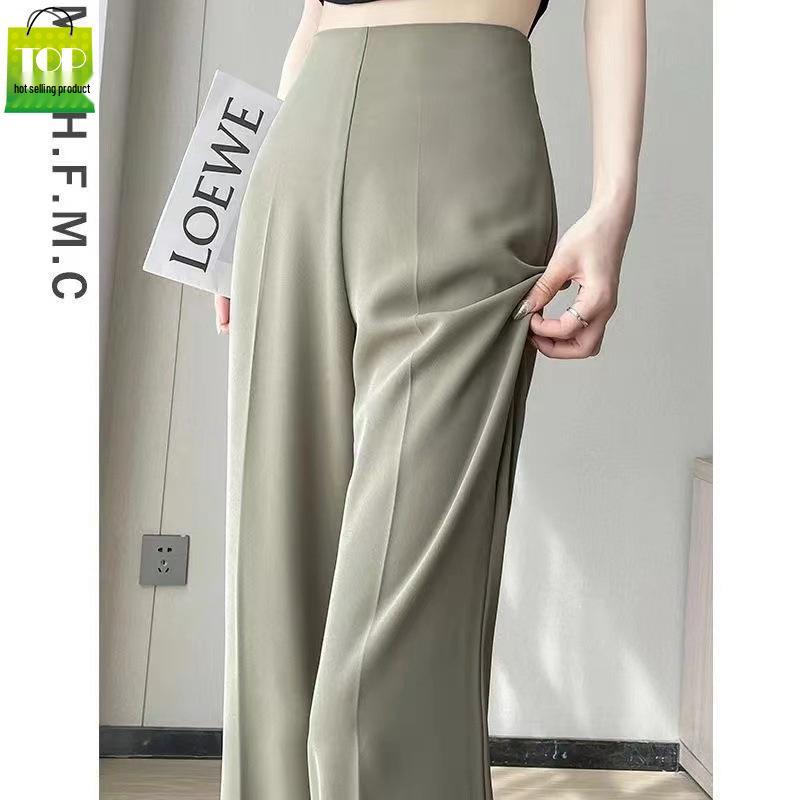 Women s High-Waisted Micro-Flare Pants - Summer 2025 Petite Draped Loose Fit M