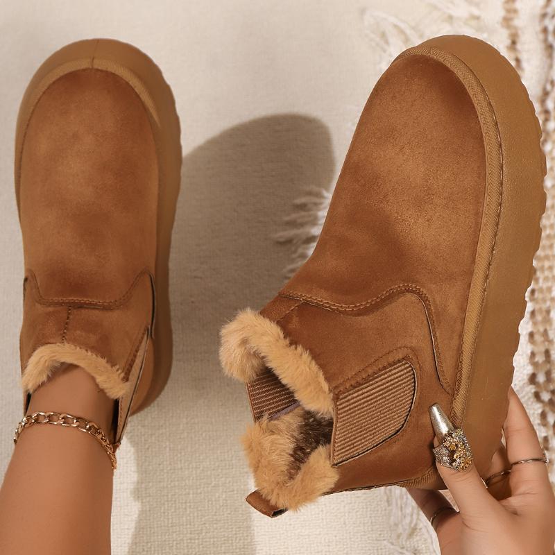 Fashion 2024 Women Trend Outdoor Slip on Winter Round Toe Shoes Comfortable Warm Water Proof Short Barrel Snow Boots Shoes for Women