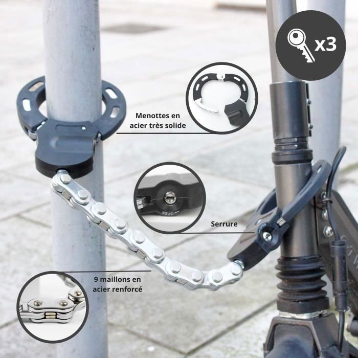 Antivol - TRIPVEA - 9 maillons - Longueur 55 cm - Diamètre 7,5 cm - Mixte