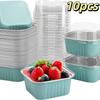 10pcs/set New Non-Stick Aluminum Foil Baking Cups with Lids Heat Resistant Muffin Boxes Square Shape Mini Loaf Pans Kitchen Tool
