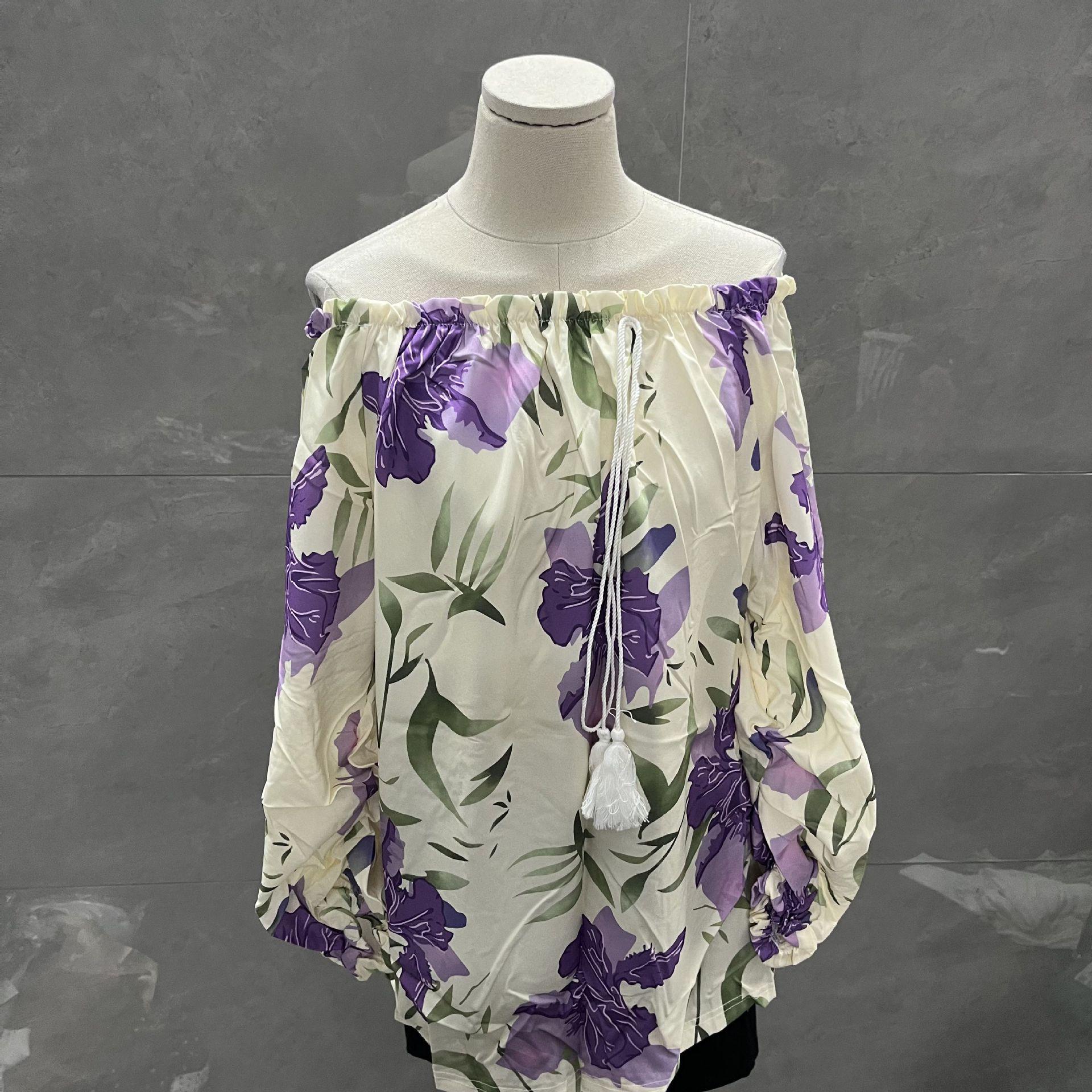 

Элегантный шифоновый топ с принтом феи, с открытыми плечами, для женщин – Весенне-осенняя мода XL for ~125 lbs