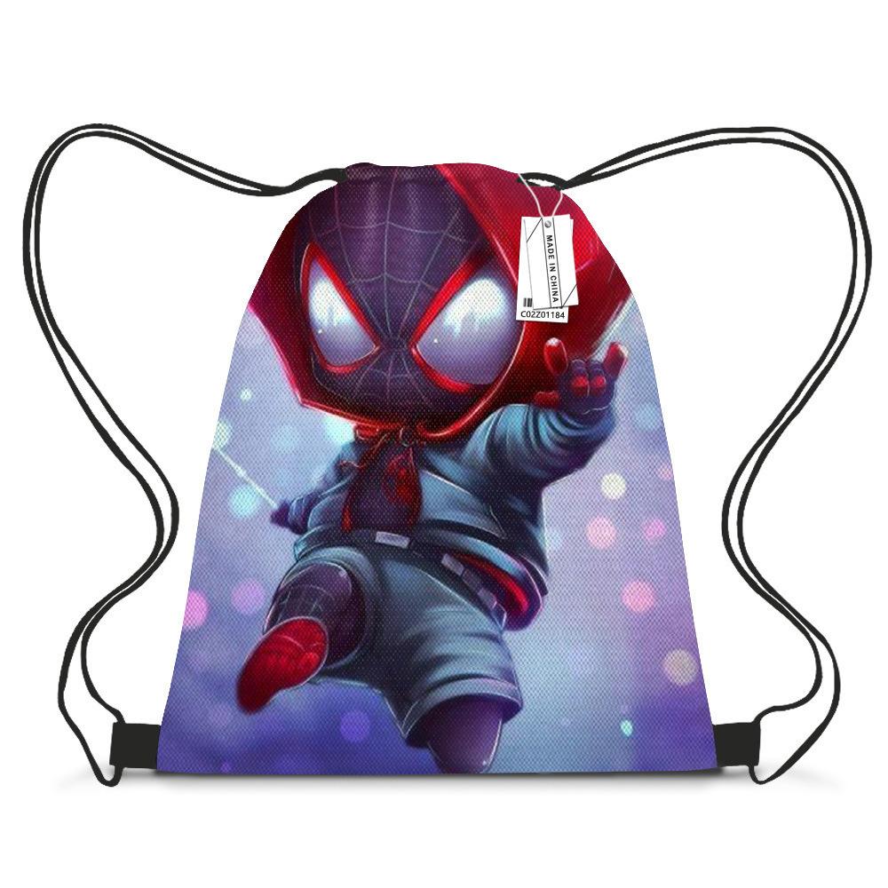 Bundle Pocket Casual Bag Spider-Man Shoulder Cartoon Student Print Drawstring Backpack Storage Bag
