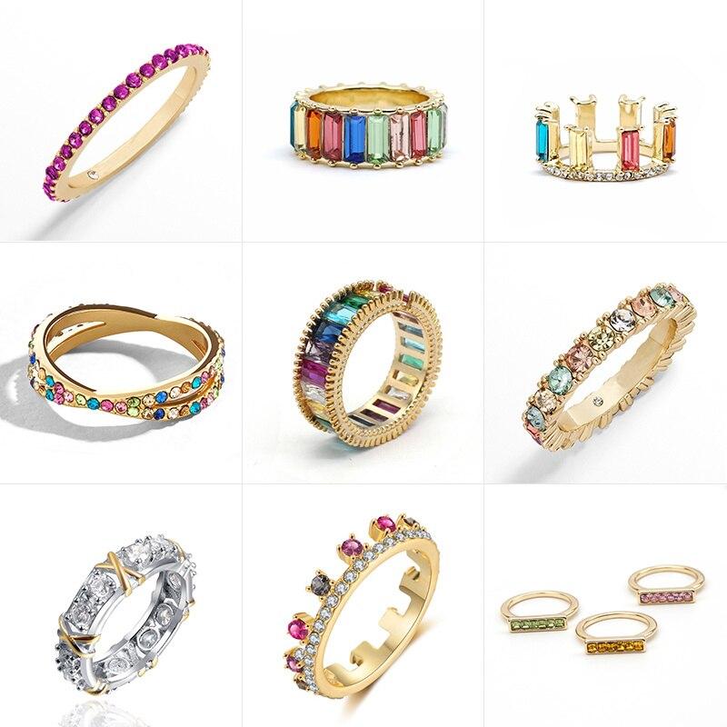 Buy LOYE Colorful CZ Zircon Rings Fashion Designer Finger Rings for ...
