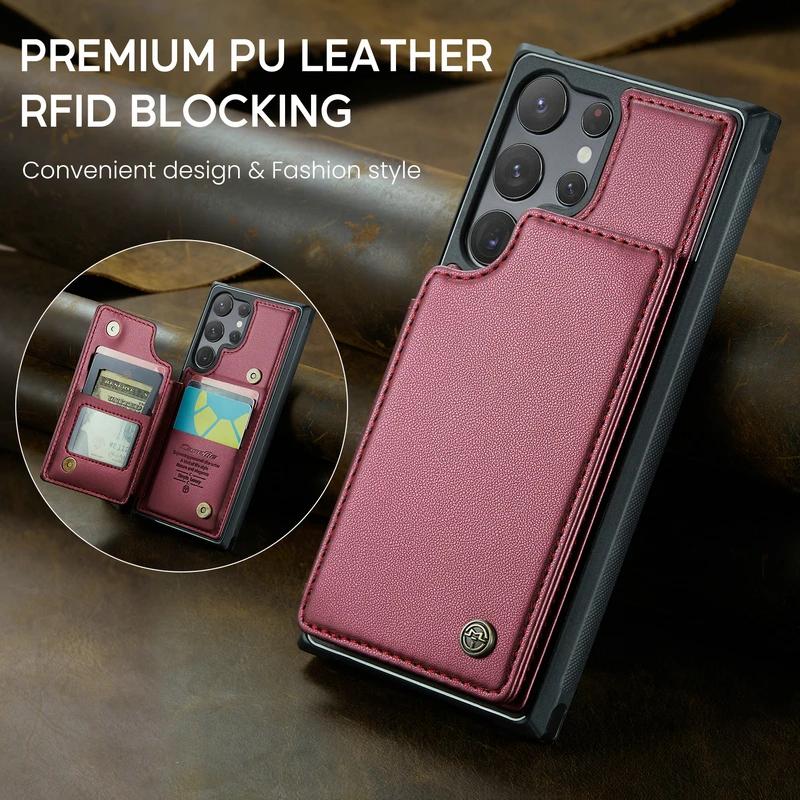 Luxury Flip Card Slot Wallet Leather Stand Case For Samsung Galaxy S25 S24 Ultra S23 FE S22 Plus S21 S20 A55  Protection Cover