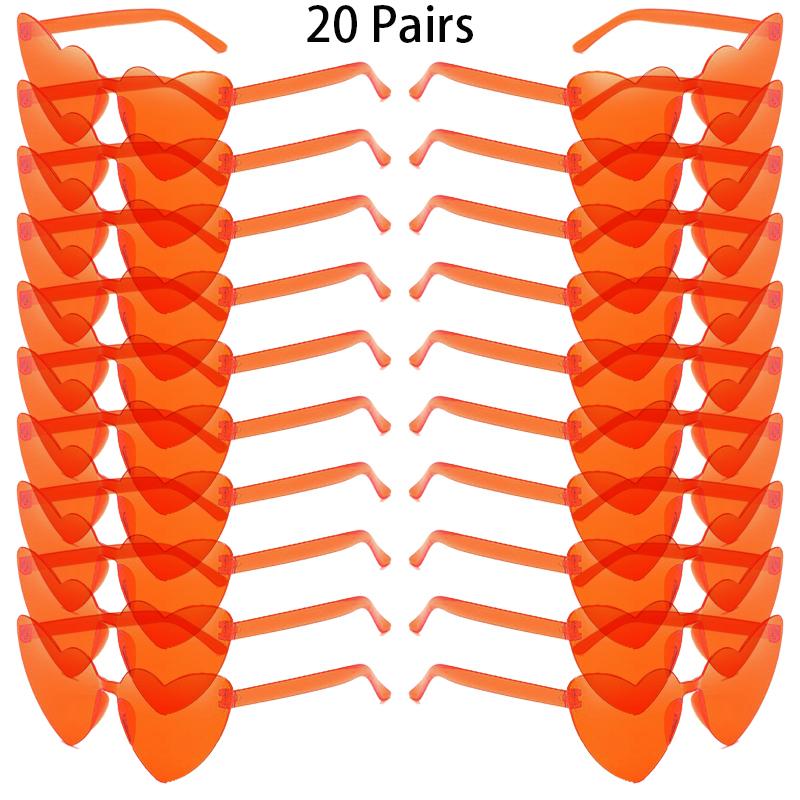 16/20 Pairs Cute Heart Shaped Sunglasses Fashion Rimless Solid Color Beach Vacation Shades Women Trendy Rave Decor Sun Glasses