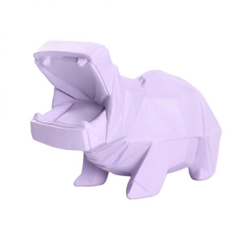 Hippopotamus Desktop Decoration Saving Case Resin Material Purple 11.5*17cm Cartoon Design Coin Storage 1Pack