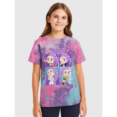 Nuova T-shirt KPop Demon Hunters Zoey Tie Dye per Bambini, Maglia per Role Playing di Halloween da Uomo e Donna, Moda Y2K, Maglia Sportiva Casual