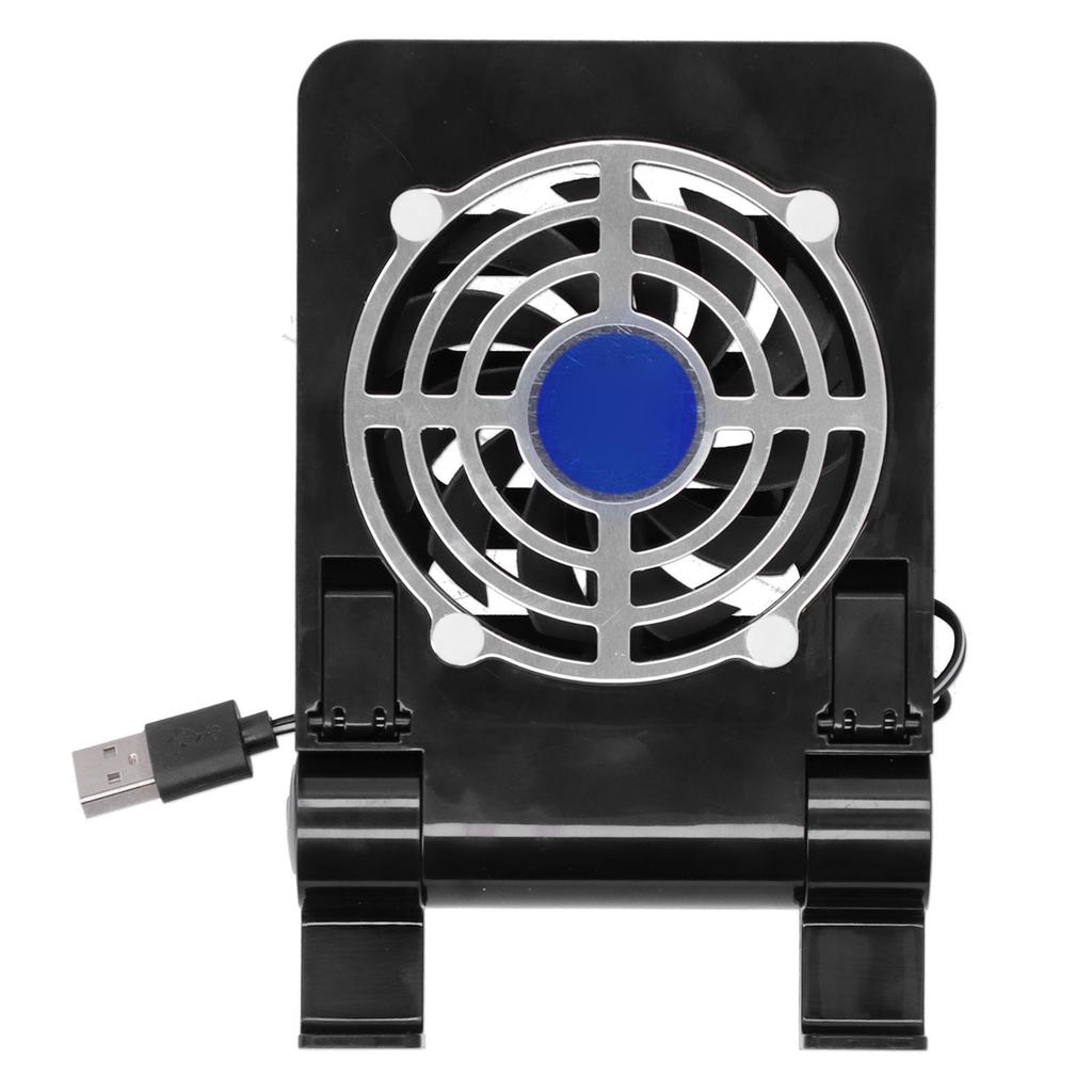 Three in One Aluminum Alloy Tablet Stand Non Slip DC Fan Desktop Phone Mount Radiator(Black )