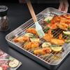 Kitchen BBQ Pan Plate Oven Rack Stainless Steel Baking Pan Dish With Cover for Baking And Refrigerator Organization