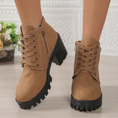 New Fashionable and Casual Side-zipped Ankle Boots for Women with Oversized Shoes and Thick Heels