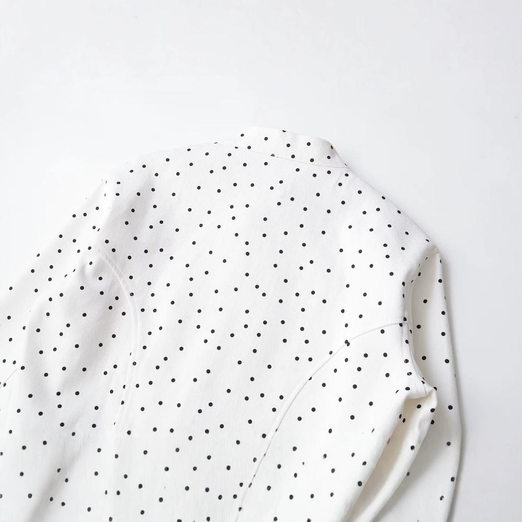 2026 Summer New European and American Cross-border Women's Street Fashion Long Sleeve Crew Neck Polka Dot Waist Waist Jacket w08 0520