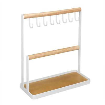 Moderner Metall 2-stöckiger Tischarmband-Halsketten-Schmuck-Organizer Display-Baumständer mit Ablage