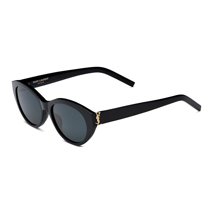 

Saint Laurent Logo Decorated Oval Sunglasses Women sunglasses Black 822276-Y9956-1000 Basic Packaging-Eyeglass Case