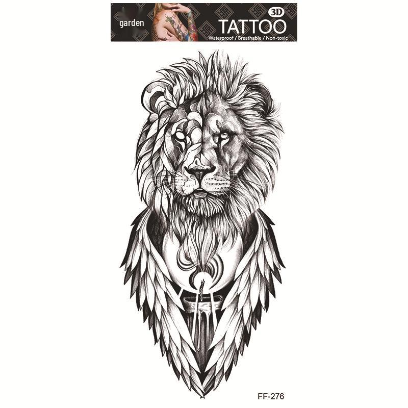 Adesivi per tatuaggi impermeabili Yuanhua - Totem con testa di lupo e disegni di testo arabo