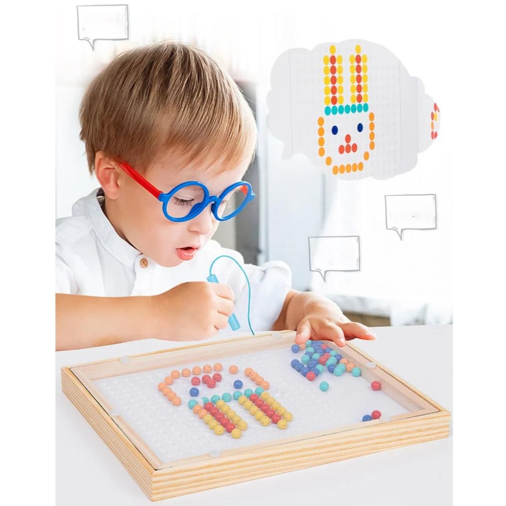 Magnetic Drawing Board for Toddlers Magnet Beads and Pen Drawing Board Montessori Educational Sensory Travel Toys Gifts for Kids