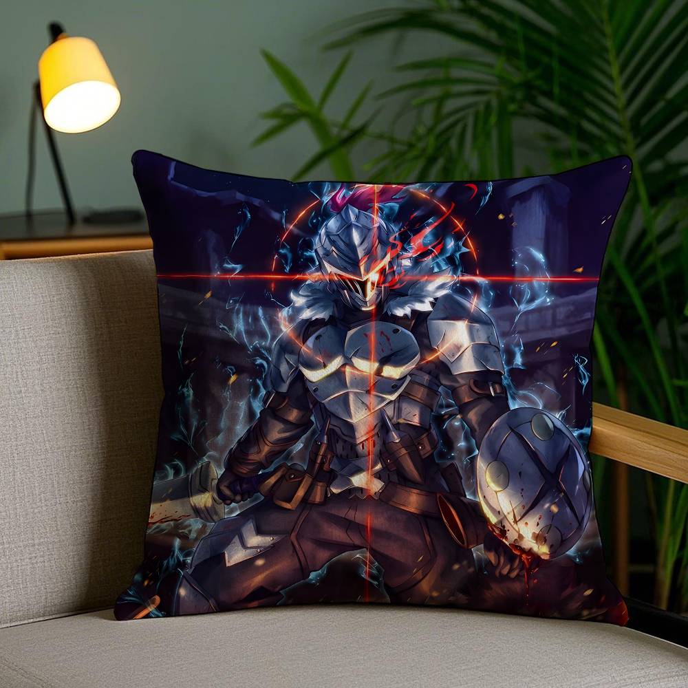 Handsome Anime Goblin Slayer-Cartoon Pillow Case Anti-dustmite Pillowcase Invisible Zipper Silky Short Plush Sofa Cushion Cover