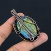 Tri Color Labradorite Pendant, Handmade Gemstone Pendant, 999 Copper Wire Wrapped Pendant Antique Jewelry, For Engagement Gift