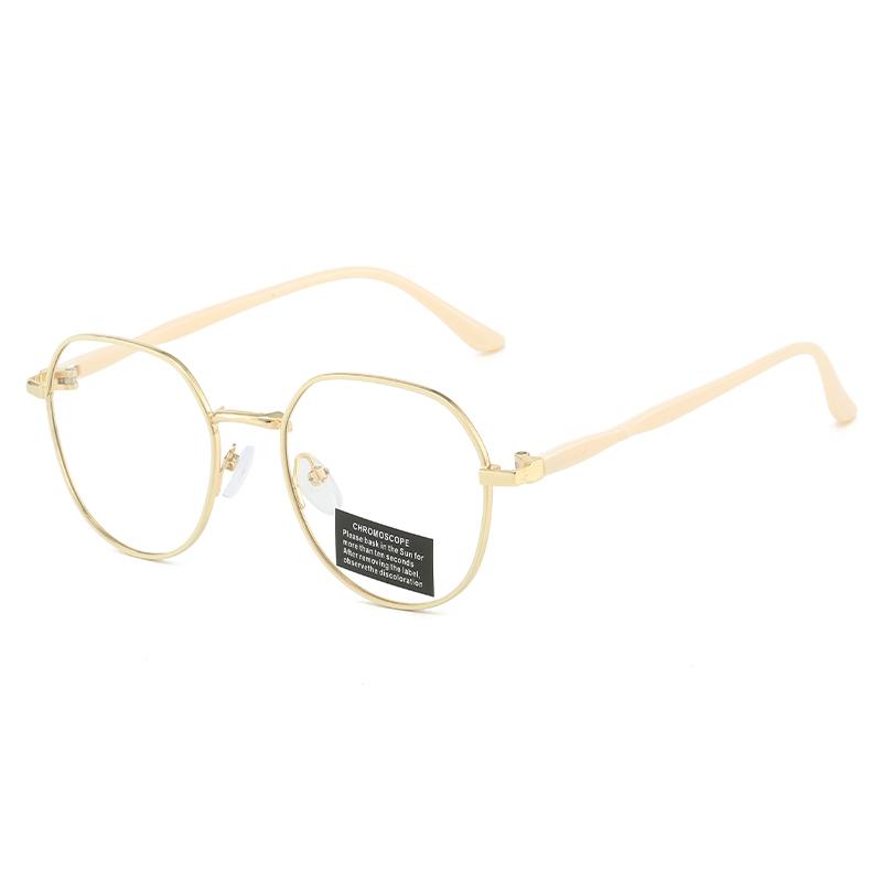 Photochromic Anti Radiation Eyeglasses For Women/Men Milk Tea Color Anti-blue Glasses Frame Anti rad Sun Adaptive Glass Metal Round Female Sunglasses