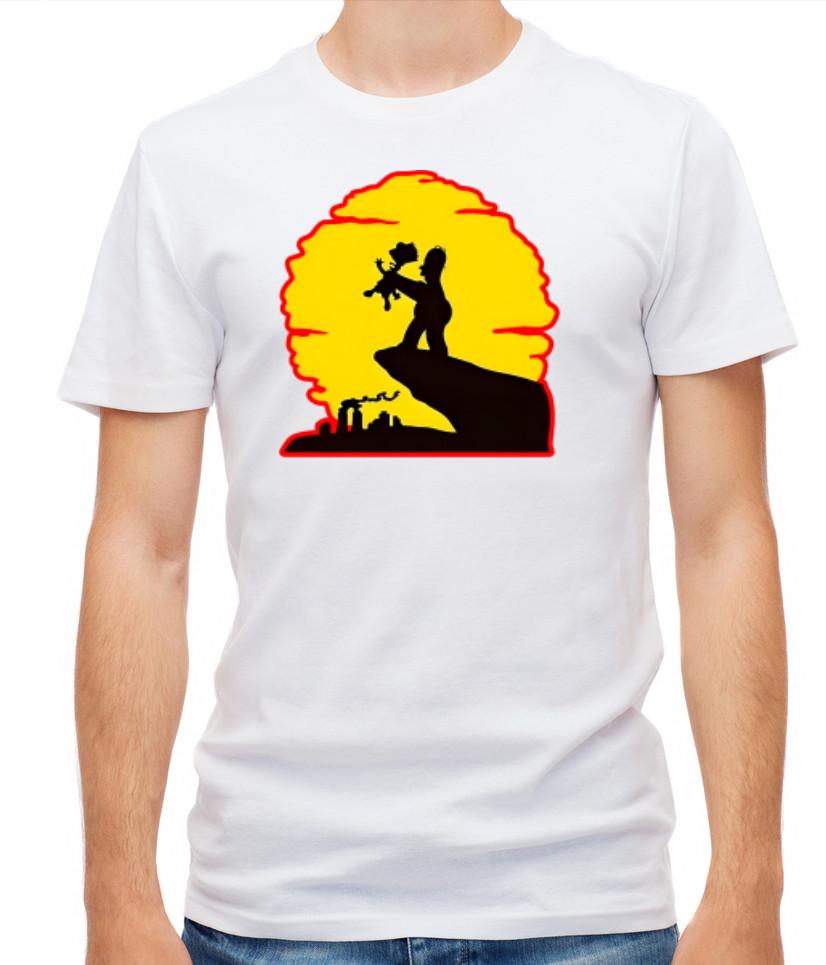 Homer, Bart The Simpsons, White/Black Short Sleeve Men T Shirt H509 M