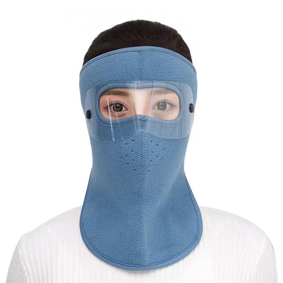 Winter Cycling Fleece Face Guard with Goggles Men Women Cold Weather Outdoor Clear Vision Windproof Antifog Goggle Thermal Full Face Guard