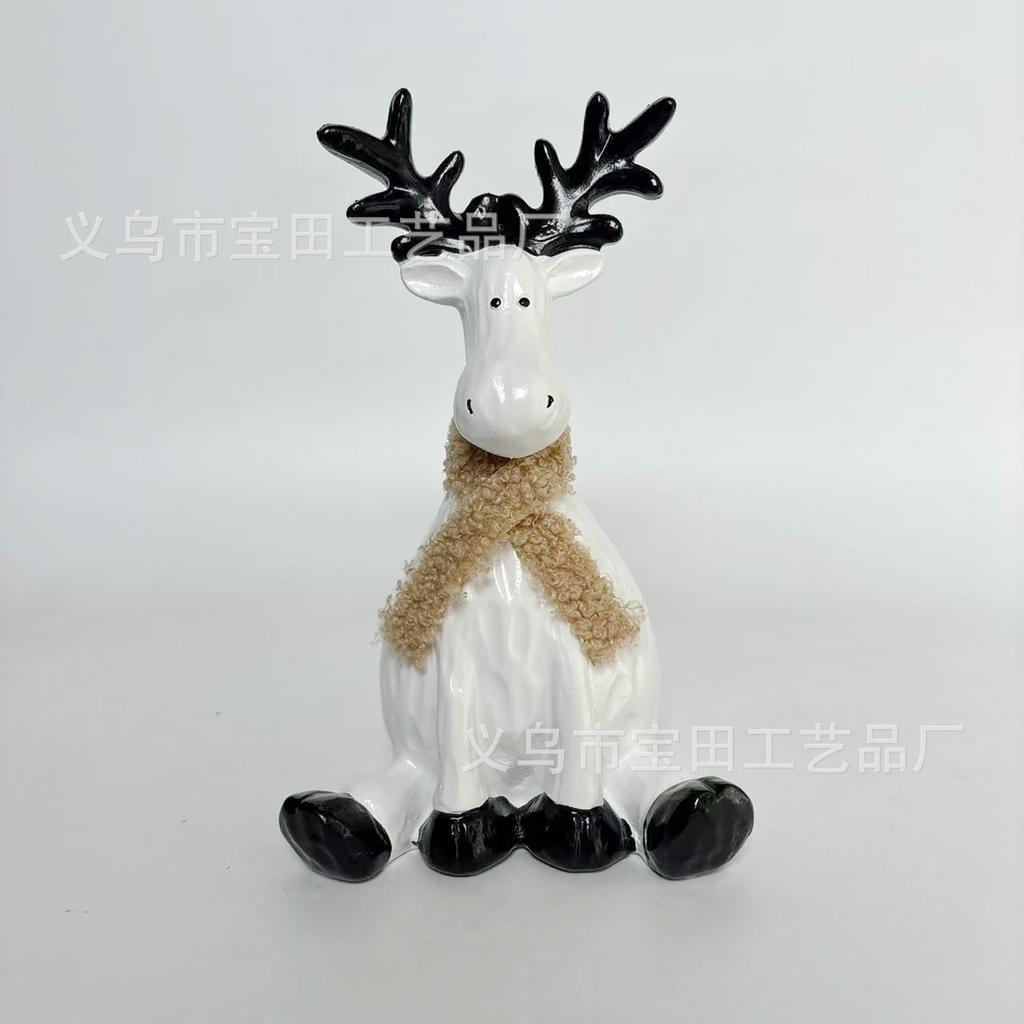 Nordic creative fun sitting elk living room desktop home decoration Christmas resin handicraft ornament