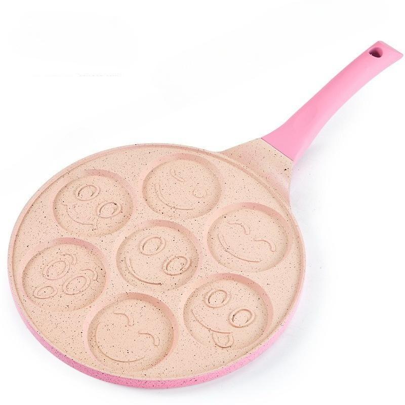 Seven-hole Pancake Pan Household Pan Aluminum Alloy Animal Smiley Breakfast Pot Bakelite Handle Non-stick Pan Fried Omelet Pan