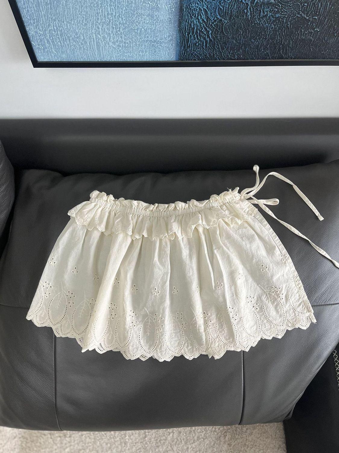 

Mori Style Japanese Korean Lace-Up Cotton Embroidered Layered Skirt One Size абрикосовый