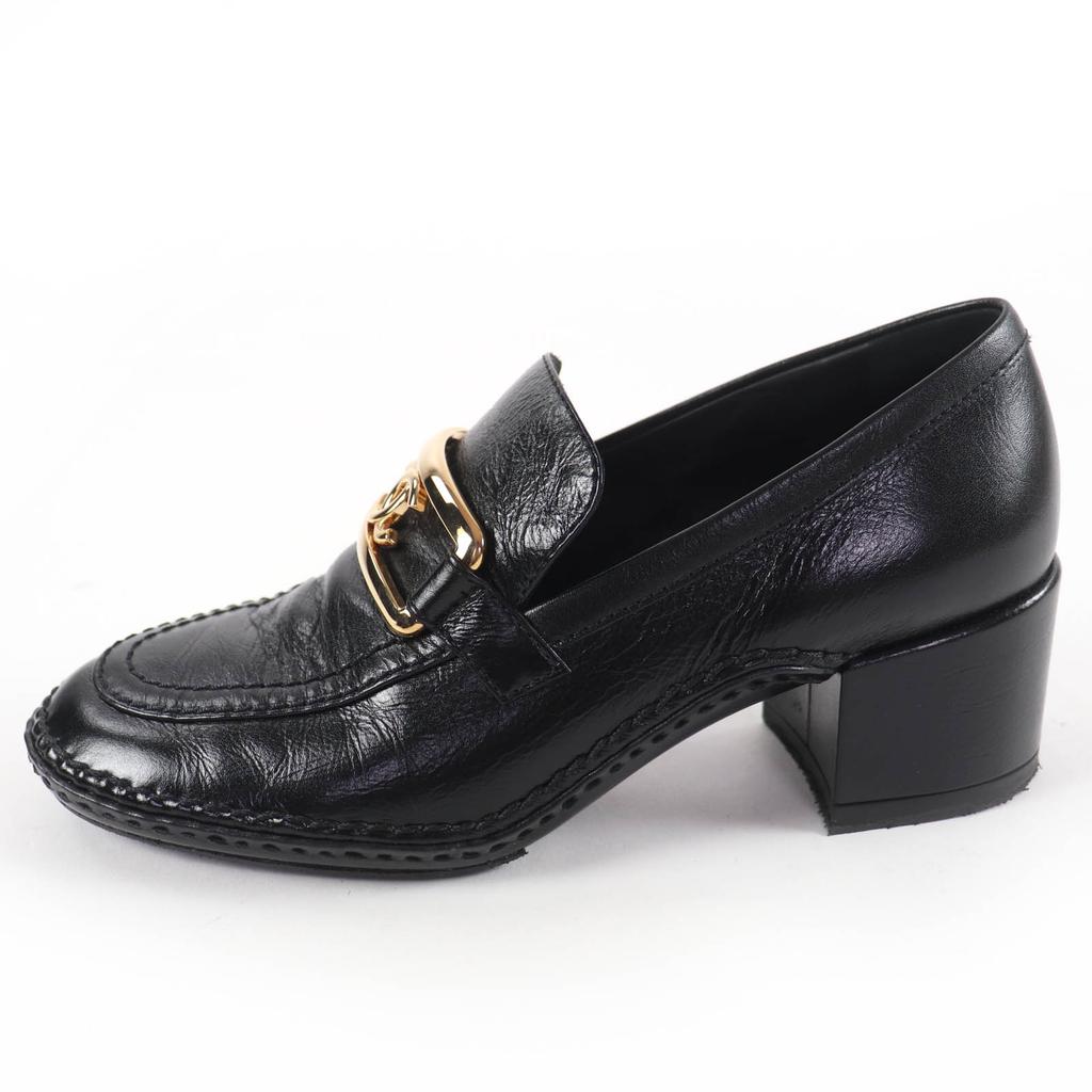 Great CHANEL loafers COCO Mark leather black leather Women 36 22B G39320 Used