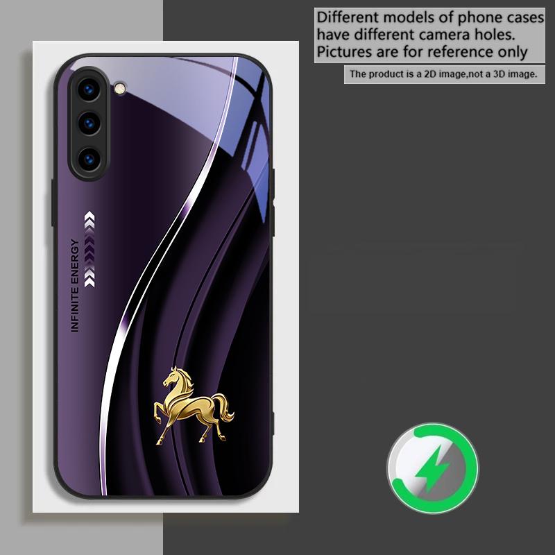 

Золотой скачущий конь хорошо подходит для Samsung Galaxy S26 Ultra S20 FE S21 S22+ 23 Plus 24 Ultra 25 Edge черная стеклянная чехол для телефона Galaxy S26