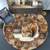 Squirrel Round Area Rug,Carpet Rug for Living Room Bedroom Sofa Playroom Decor,Non-slip Floor Mat