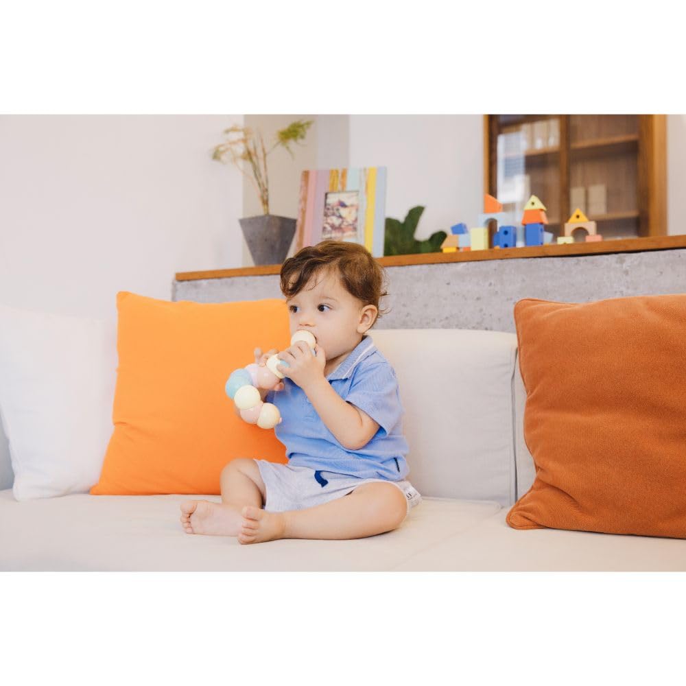 Classic World Caterpillar Pastel Rattle Squeeze and Wiggle Colorful Pale Wooden Perfect for Baby Girls and Half Years Baby Shower Educational Sports