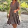 Fresh & Sweet V-Neck Solid Color Swing Short Dress for Women