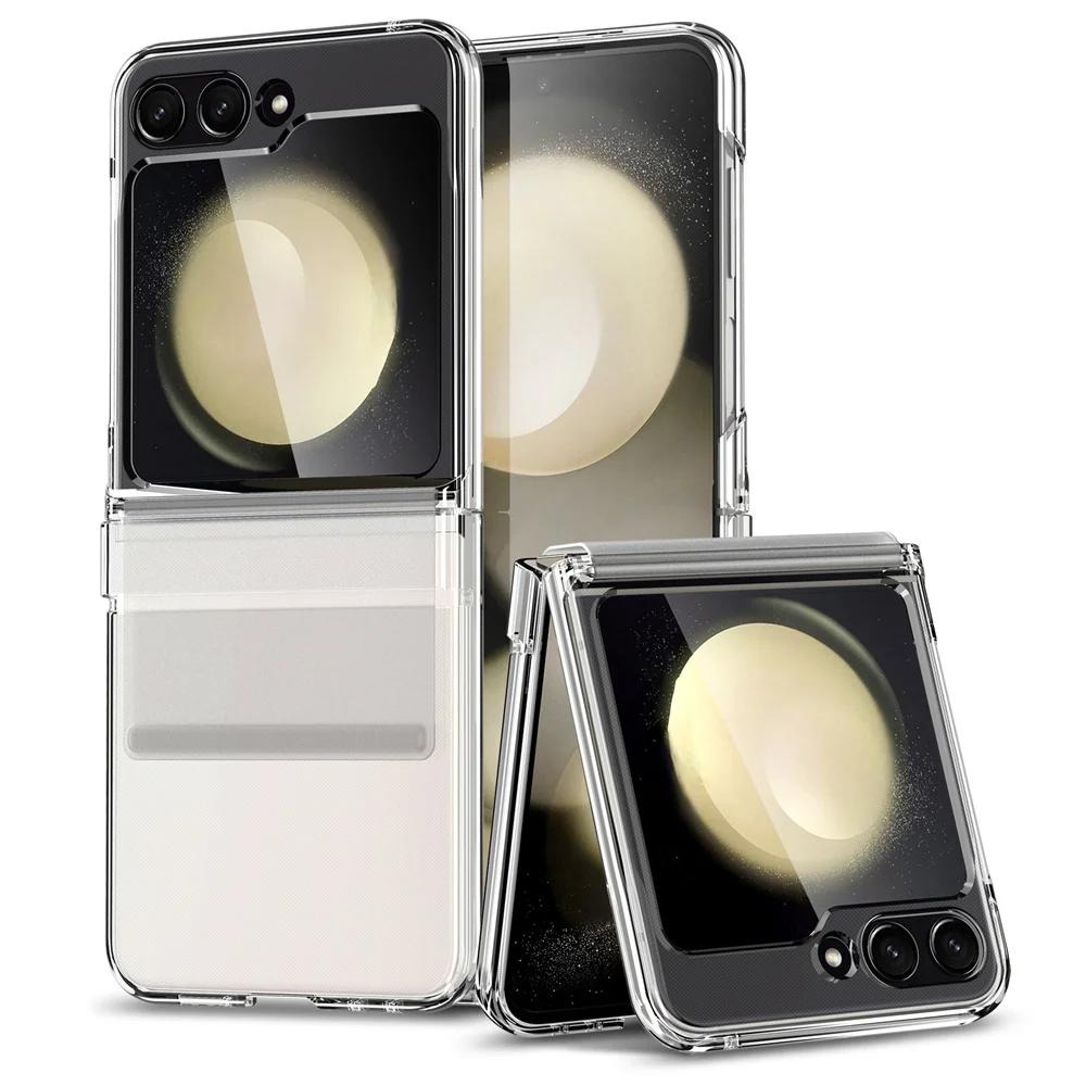 

Роскошный кожаный флип-чехол 5 6 для Samsung Galaxy Z Flip 5 3 4 6 противоударный жесткий акриловый тонкий чехол ZFlip5 Flip3 Flip4 For Samsung Z Flip5 чистый