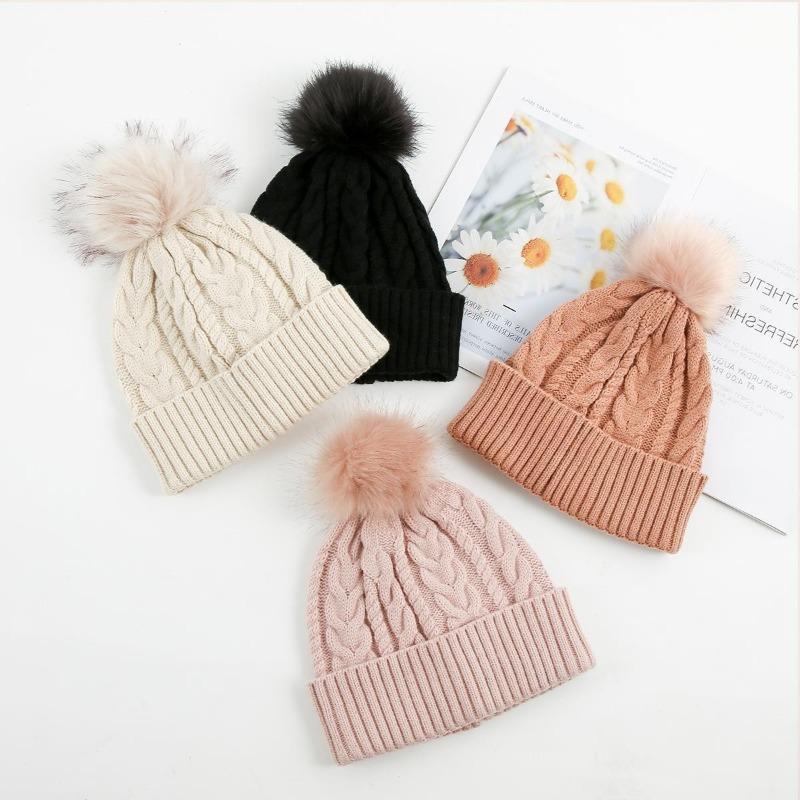 Wool Knitted Hat Women's Winter, Versatile Warm Autumn and Winter Multi-color Flanged Ear Protector Wool Hat Cold Hat