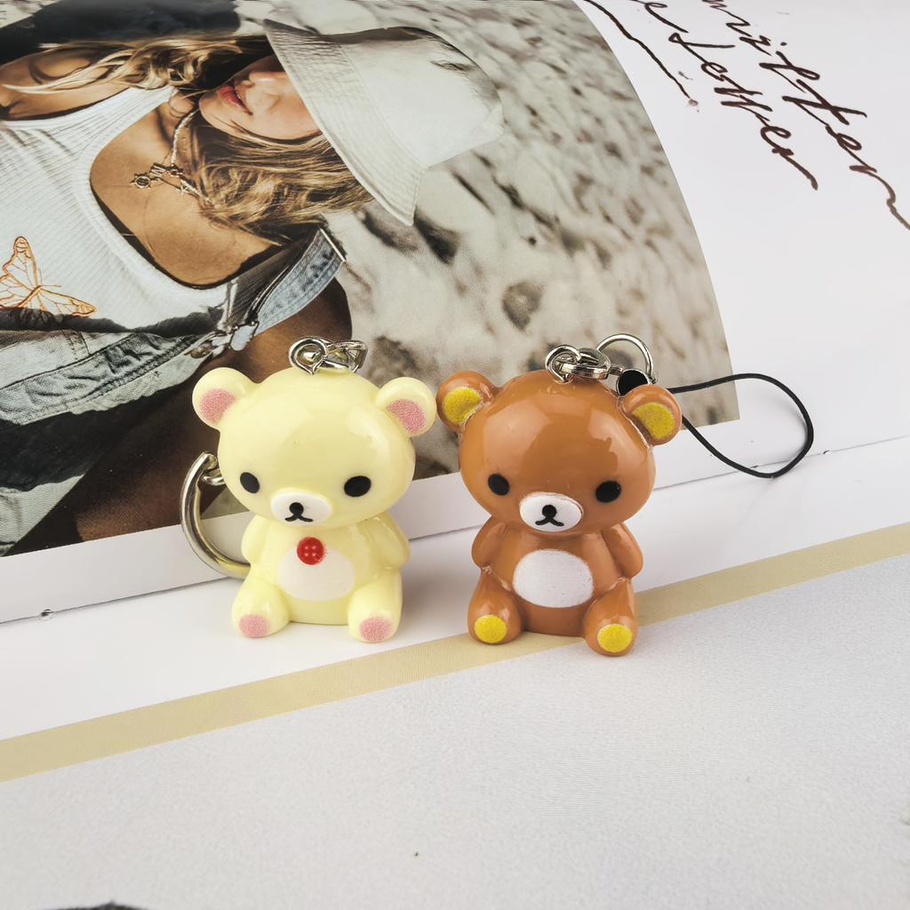 Kawaii Rilakkuma Easy Bear Phone Rope Chain Keyrings Lazybear Doll Keychains Bag Key Pendants Gift