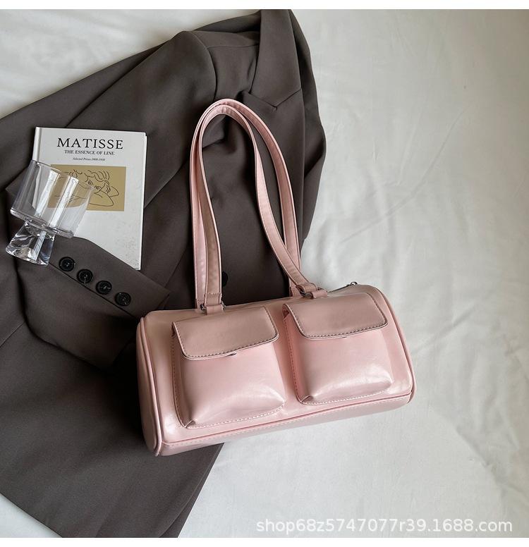 2025 New Niche Design Retro Handbag Bag Korean Version Fashion Ins Double Pocket Large Capacity Underarm Shoulder Bag