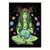 1pc Gaia Greek Goddess Canvas Poster - Enchanting Celestial Wall Art, Earth Mother Spiritual Print with Planets & Stars, Framele
