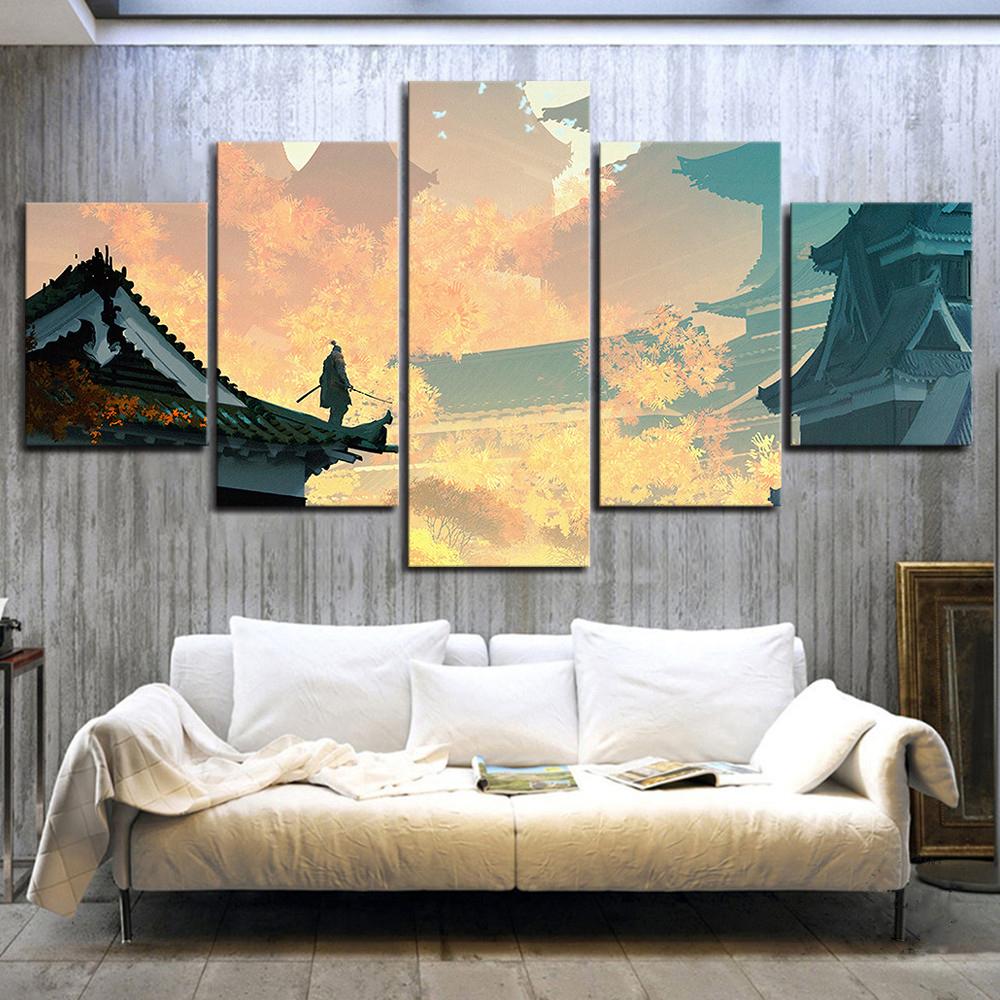 Unframed 5Pcs SEKIRO Shadows Die Twice Games Canvas Posters Wall Art Pictures HD Paintings Home Decor for Living Room Decoration