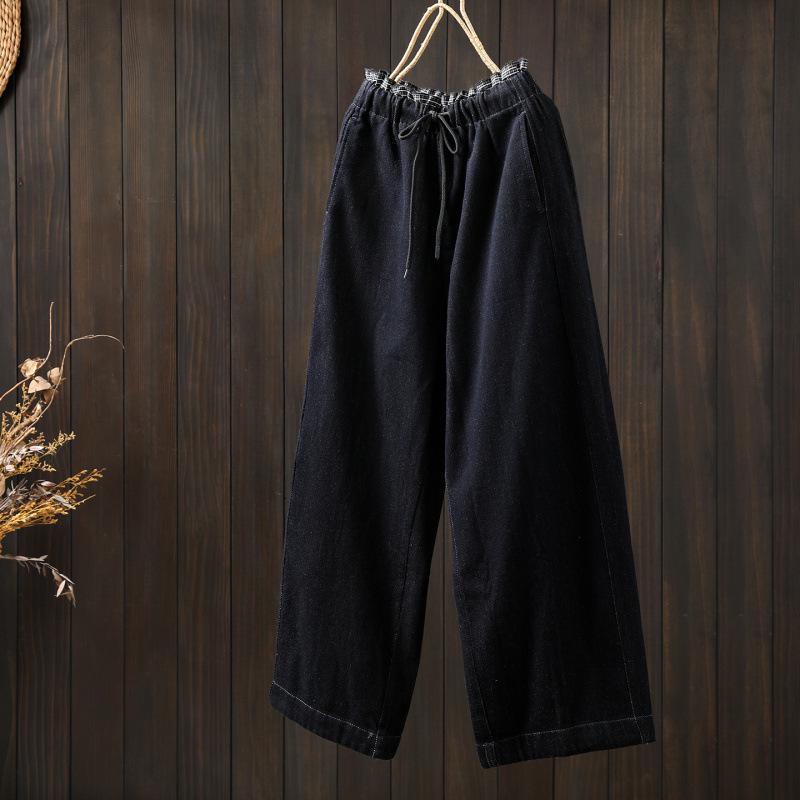 Winter Women s Plus Velvet Slimming Straight-Leg Denim Pants M чёрный
