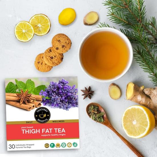 TEACURRY Thigh Fat Burn Tea (1 Month Pack | 100 Grams + Infuser) - Reduce Thigh Fat for Men and Women