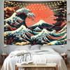 AtawLege The Great Wave Wall Art - Japanese Ocean Sea Wave Tapestry Vintage Asian Anime Aesthetic Kanagawa Sunset Wall Hanging for Room (59.1 x 59.1