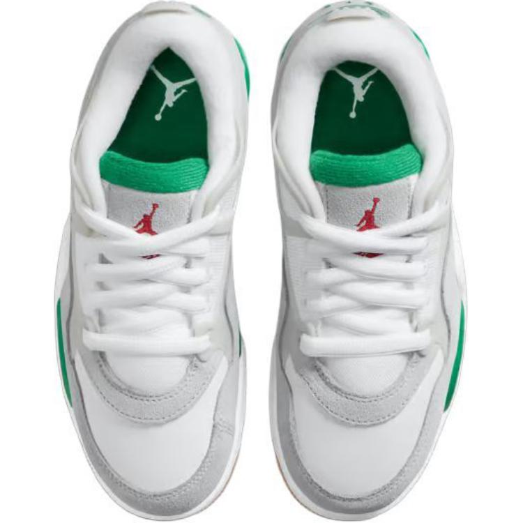 Jordan Air Jordan 4 Abrasion Resistant Low top Children's Basketball Shoes White Green FQ7938-103