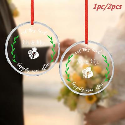 1pc/2pcs Wedding Gifts for Couples Newlyweds Glass, Married Ornament Mr and Mrs Present for Newly Couples, Bridal Shower Gifts for Bride