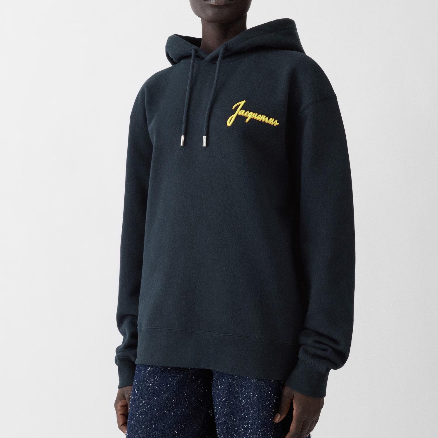 

Trendy Women s Long Sleeve Hooded Sweatshirt with Pocket - Unisex, American Style by Jacquemus. Small темно-синього кольору