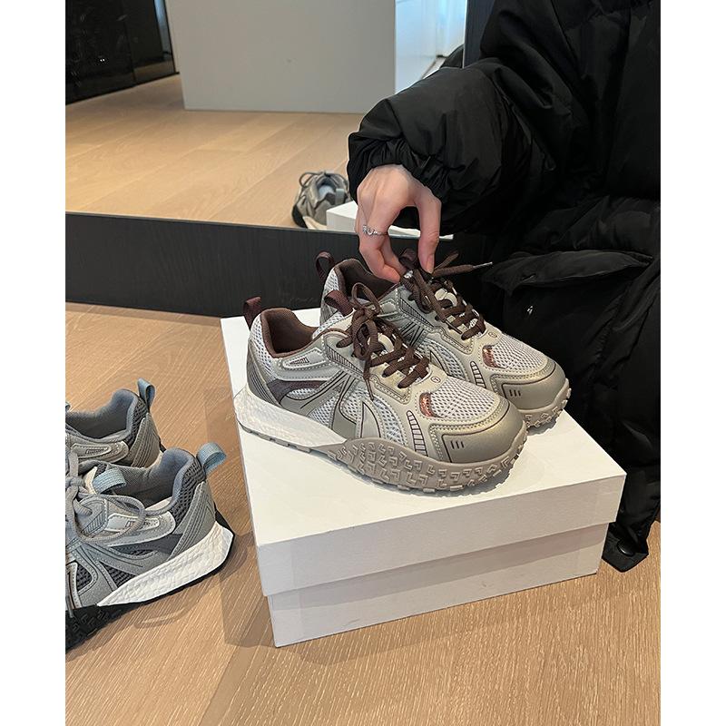 Cowhide version~ Su Yinyin retro platform dad shoes women's 2025 spring mesh breathable casual Dexun sports shoes